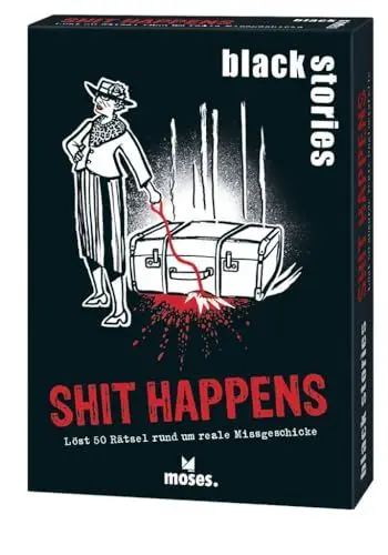 Produktbild: Moses. Black Stories Shit Happens - 50 Rätsel rund um Reale Missgeschicke, Krimi Kartenspiel mit Spielvariante und Punktechips, Rätselspiel für Jugendliche und Erwachsene