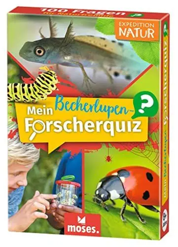 Produktbild: moses. Expedition Natur Mein Becherlupen-Forscherquiz, 100 Fragen rund um Insekten, Spinnen und andere kleine Krabbeltiere, für Kinder ab 8 Jahren