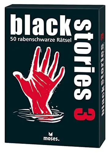 Produktbild: Moses black stories 3, 50 rabenschwarze Rätsel, Das Krimi Kartenspiel: Die 50 ultimativen schwarzen Rätsel