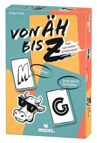 Produktbild: moses. Von Äh bis Z, das verrückte Erklärspiel für Schnelldenker, Ratespiel für lustige Spieleabende, Gesellschaftsspiel ab 12 Jahren für 3-8 Spieler