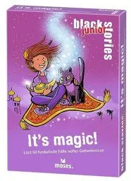 Produktbild: moses. Black Stories junior It’s Magic - 50 Funkelnde Rätsel mit Fällen voller Geheimnisse und Magie, Rätsel Kartenspiel mit Spielvariante und Punktechips, Rätselspiel für Kinder ab 8 Jahren