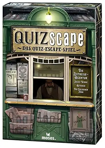 Produktbild: moses 90143 Jules Verne QUIZscape: Die Zeitreise-Agentur, aufregendes kniffligen Quiz Elementen, 3 spannende Stories für fortgeschrittene Escape-Spieler ab 14 Jahren, Medium