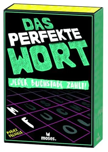 Produktbild: moses. Das perfekte Wort, Gesellschaftsspiel für Einsteiger- und Profis geeignet, Ab 12 Jahre, 1-6 Spieler, Enthält Spielschachtel, Karten, Block, Sanduhr, Spielanleitung