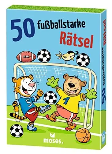 Produktbild: moses. 50 fußballstarke Rätsel, lustiges Rätselspiel rund um Fußball, Rätselspaß für kleine Fußballfreunde ab 6 Jahren, Suchbilder, Labyrinthe und Wortspiele zum Thema Fußball