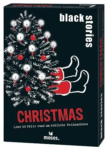 Produktbild: moses. Black Stories Christmas - 50 Rätsel mit Fällen rund um tödliche Weihnachten, Krimi Kartenspiel mit Spielvariante und Punktechips, Rätselspiel für Jugendliche und Erwachsene