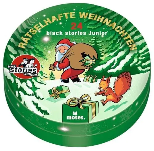 Produktbild: moses. Black Stories Junior - Rätselhafte Weihnachten, 24 knifflige Rätsel zur Weihnachtszeit, Adventskalender für Kinder ab 8 Jahren