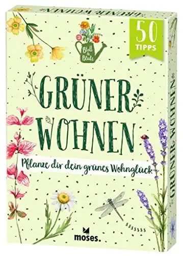 Produktbild: moses. Blatt & Blüte Grüner Wohnen – Pflanze dir dein grünes Wohnglück | 50 Karten mit Tipps rund um passende Pflanzen für Wohnzimmer, Schlafzimmer oder Küche | Garten-Basics für drinnen und draußen