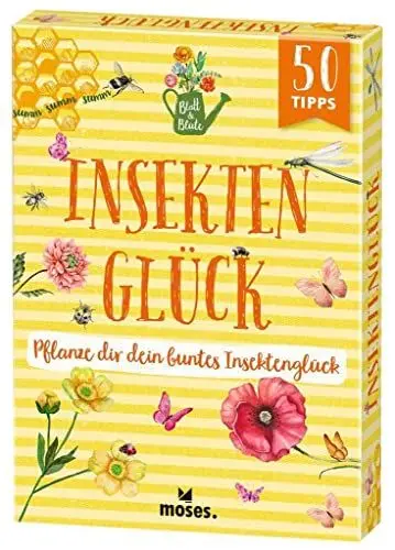 Produktbild: moses. Blatt & Blüte Insektenglück – Pflanze dir dein buntes Insektenparadies | 50 Karten mit Tipps rund um eine insektenfreundliche Umgebung | ... Garten: Pflanze dir dein buntes Insektenglück