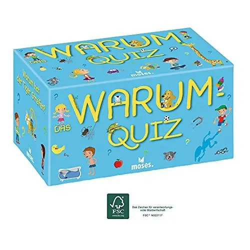 Produktbild: moses. Das Warum-Quiz, Kinder Wissensquiz mit 100 spannenden Warum-Fragen, Kinderquiz rund um Allgemeinwissen, Ratespiel für neugierige Kids ab 6 Jahren, White