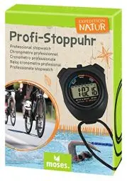 Produktbild: moses. Expedition Natur Profi-Stoppuhr, digitale Stoppuhr für Kinder, Sport & Freizeit Zeitmesser für Leichtathletik, Fußball-Training, Laufen, Sprinten, Fahrrad fahren und Schwimmtraining