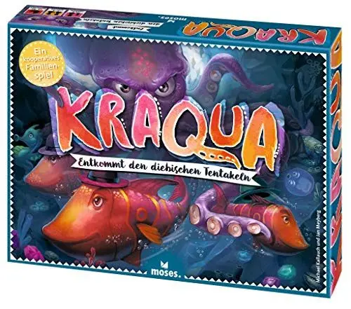 Produktbild: moses. Kraqua – Entkommt den diebischen Tentakeln, Kooperatives Familienspiel in 3 Schwierigkeitsstufen, Gesellschaftsspiel für Kinder ab 8 Jahren