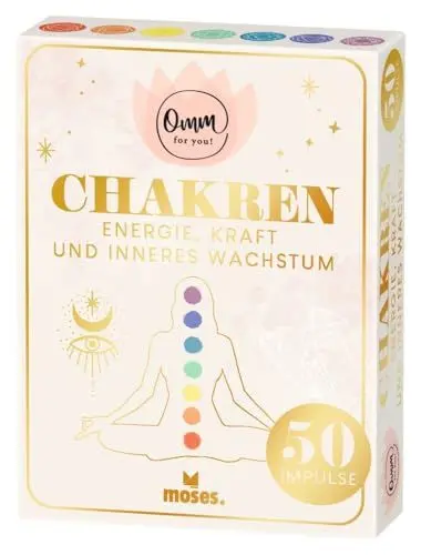 Produktbild: moses. Omm for you Chakren – Energie, Kraft und inneres Wachstum, 50 Karten mit Ritualen, Körperübungen und Meditationen für ein Leben in Balance
