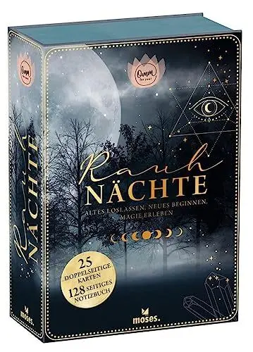 Produktbild: moses. Omm for you Rauhnächte – 25 Karten zu den Rauhnächten mit Ritualen, Informationen, Impulsen, mit Rauhnacht-Journal zum Eintragen von Gedanken: Altes loslassen, Neues beginnen, Magie erleben