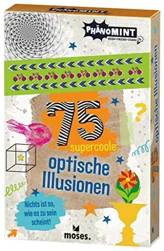 Produktbild: moses. PhänoMINT 75 supercoole optische Illusionen | Spannende Experimente und optische Täuschungen für clevere Kids | Kartenset für Kinder ab 9 Jahren