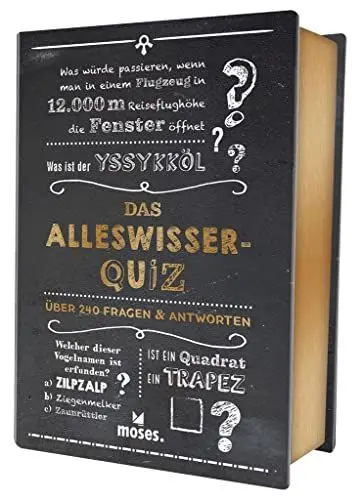 Produktbild: moses. Quiz-Box - Das Alleswisser-Quiz, Der umfassende Wissenstest mit 240 Fragen, Für Kinder ab 12 Jahren und Erwachsene, 100 Karten in einer schönen Box (Quiz-Boxen)