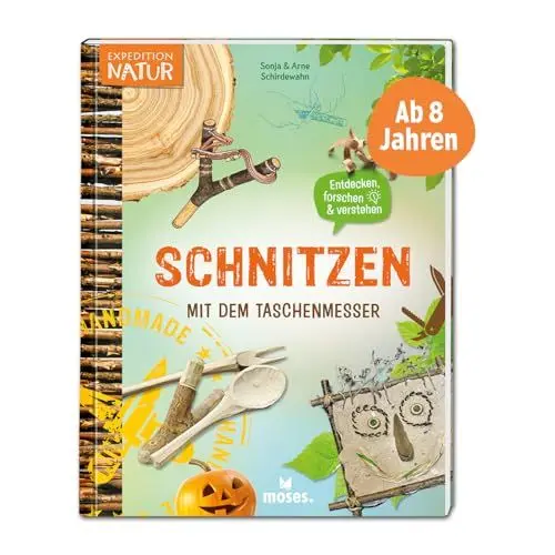Produktbild: moses. Schnitzen mit dem Taschenmesser, Spannendes Mitmachbuch mit vielen Ideen und Anleitungen, Kindersachbuch mit Schnitzprojekten, Kreativideen und Fotos, Für Kinder ab 8 Jahren (Expedition Natur)