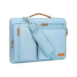 Produktbild: MOSISO 360 Schützend Laptop Schultertasche,15-15,6 Zoll Laptoptasche Kompatibel mit MacBook Pro 16,HP,Dell,Lenovo,Asus Notebook,Seite Offen Tasche mit 4 Reißverschluss Taschen&Griff,Luft Blau
