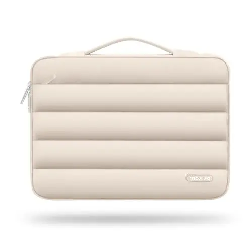 Produktbild: MOSISO 360 Schützende 13-14 Zoll Laptop Hülle,13,3 Zoll Puffy Laptophülle Kompatibel mit MacBook Air 13 13,6 M3 M2 M1/Pro 13/14,HP,Dell,ASUS,Lenovo,Polyester Horizontale Side Open Tasche,Sand