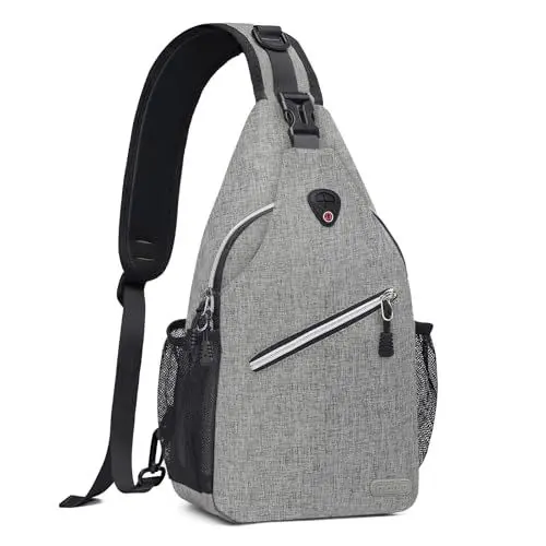 Produktbild: MOSISO Brusttasche Sling Bag Sling Rucksack Schulterrucksack,Polyester Multipurpose Crossbody Schultertasche Umhängetasche Sporttasche Reise Wander Daypack für Herren Damen, Grau