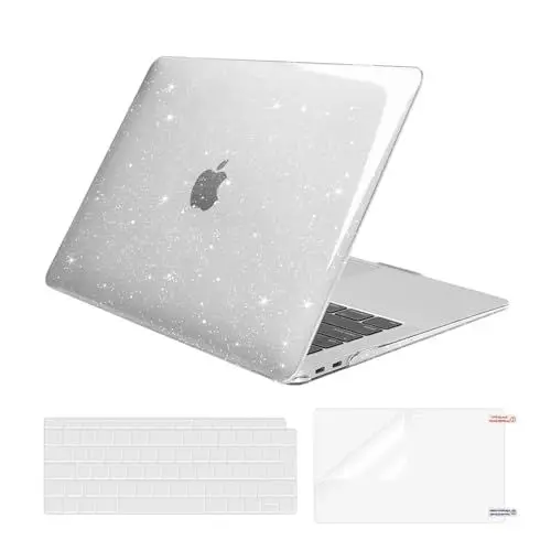 Produktbild: MOSISO Hülle Kompatibel mit MacBook Air 13 M1 2022 2021 2020 2019 2018 A2337 A2179 A1932 Retina Display Touch ID, Glitter Sparkling Plastik Hartschale&Tastaturschutz & Displayschutz, Transparent