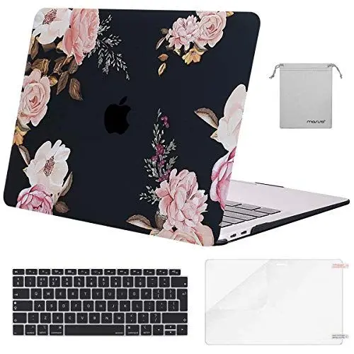 Produktbild: MOSISO Hülle Kompatibel mit MacBook Air 13 Zoll 2022 2021 2020 2019 2018 A2337 M1 A2179 A1932,Plastik Harte Schale Case&Tastaturschutz&Displayschutz&Lagertasche，Rosa Pfingstrose