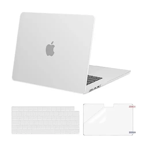 Produktbild: MOSISO Hülle Kompatibel mit MacBook Air 15 Zoll 2025 2024 2023 M4 M3 M2 A3241 A3114 A2941 Chip mit Liquid Retina Display Touch ID,Plastik Hartschale Case&Tastaturschutz&Displayschutz,Transluzent