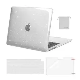 Produktbild: MOSISO Hülle Kompatibel mit MacBook Air M3 M2 13 Zoll 2024-2022 A3113/2681,Glitzer Schutzhülle Hartschale Case&Tastaturabdeckung&Bildschirmschutz&Lagertasche für MacBook Air 13,6 Zoll,Transparent