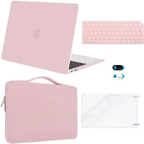 Produktbild: MOSISO Hülle Schutzhülle Kompatibel mit MacBook Air 13 Zoll 2022 2021 2020 2019 2018 A2337 M1 A2179 A1932, Plastik Hartschale&Aktentasche&Tastaturschutz&Displayschutz&Webcam Cover,Rosenquarz