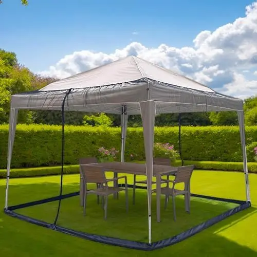Produktbild: Moskitonetz Pavillon Fliegengitter 3 x 3 m: Insektenschutznetz Reißverschluss Gazebo Netting Verstellbares Pergola Mosquito Net Feinmaschig Outdoor Garten Hof Patio Camping (Schwarz, 300x300x230cm)