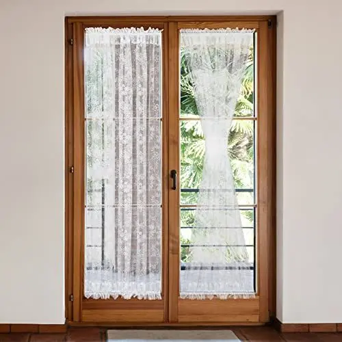 Produktbild: Moslovstar Halbtransparenter französischer Türvorhang, 183 cm, Sichtschutz-Voile-Vorhänge für Schiebetüren im Wohnzimmer mit zusätzlichen Raffhaltern, 2 Stück