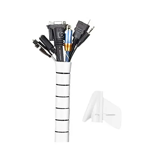 Produktbild: MOSOTECH 2m Kabelschlauch Weiß, Flexible Kabelkanal Cord Organizer Kabelhülle Schutz-System, Universal Kabelmanagement fürTV, Computer, 2m - ∅16mm
