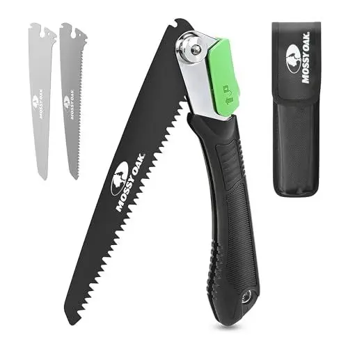 Produktbild: Mossy Oak 3 in 1 Handsäge Astsäge klappbar inkl. 3 scharfe Klingen aus Cr-V, Multifunktions Klappsäge für Garten,Glas, Fliesen, Holz, Metall, Kunststoff, Sägeblattlänge: 19 cm