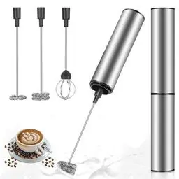 Produktbild: MOSUO Elektrischer Milchaufschäumer, wiederaufladbar, USB und Mini-Handmixer mit Doppel-Schneebesen, Mixer aus Edelstahl für Kaffee, Creme, Cappuccino, Latte, Cocktails, Saft