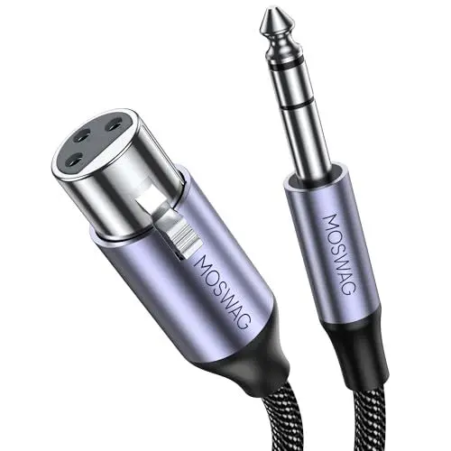 Produktbild: MOSWAG 6.35mm TRS Stecker auf XLR Buchse, XLR Buchse auf Klinke 6,35 mm TRS Microphone Kabel für Gitarre, Verstärker, Mikrofon, Mixer, dynamisches Mikrofon, ElectronicKeyboard (1M)