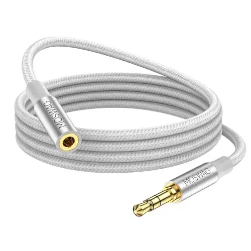 Produktbild: MOSWAG 3.5mm Klinke Verlängerung 1M, 3,5mm Kopfhörer Verlängerungskabel, 3.5 mm Stereo Aux Verlängerungs Kabel mit Vergoldetem Stecker Kompatibel mit Phone oder Smartphones,Kopfhörer,Media-Player