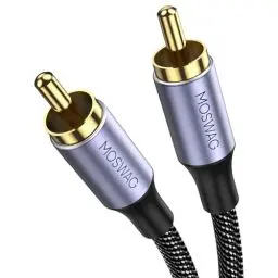 Produktbild: MOSWAG Subwoofer Kabel, Digitales RCA Koaxialkabel Premium, Cinch Kabel Subwoofer, 1 Cinch auf 1 Cinch, Vergoldet 24k, Geflochtenes Nylon, Für Heimkinos, Audiosysteme, Verstärker/HiFi (2M)