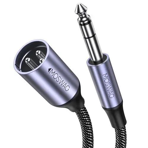 Produktbild: MOSWAG Klinke 6,35 TRS auf XLR Kabel, XLR auf Klinke 6.35mm Symmetrisch Kompatibel zu Verstärkern, Mikrofonen, Mixern, Recoder, Heimkino (1M)