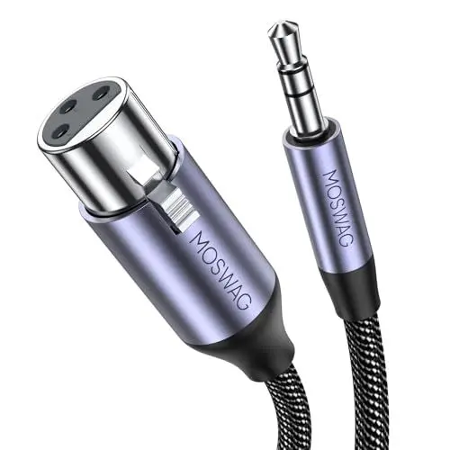 Produktbild: MOSWAG XLR auf klinke 3,5mm Mikrofonkabel, 3.5mm TRS zu XLR weibliches 3 Pin Mikrofonkabel kompatibel mit Lautsprecher, Mikrofon (1M)