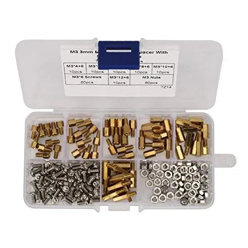 Produktbild: Motherboard-Abstandshalter, Abstandsschrauben, Muttern und Bolzen, 180-teiliges Abstandshalter-Set, 1-Wege-Kohlenstoffstahl-Schraubenmuttern-Befestigungs-Sortiment-Kits mit Box