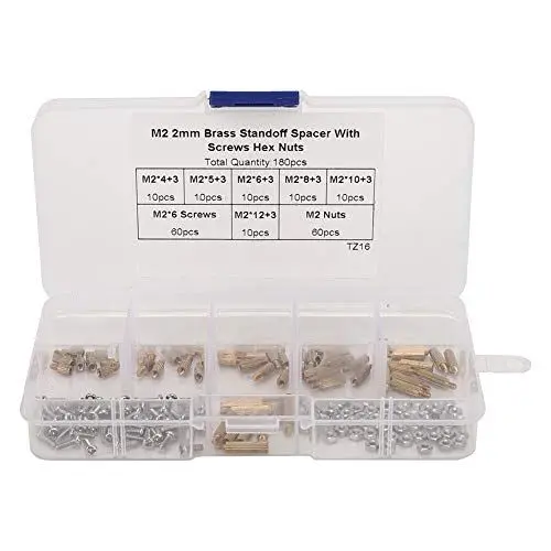 Produktbild: Motherboard-Abstandshalter, Muttern und Schrauben, 180-teiliges Abstandshalter-Set, 1-Wege-Kohlenstoffstahl-Schraubenmuttern-Befestigungs-Sortiment-Kits mit Box (M2)