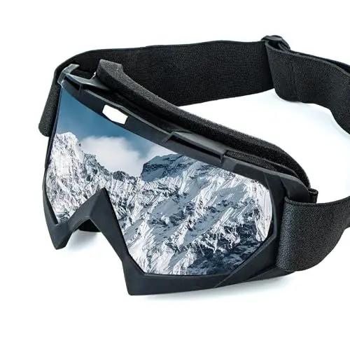 Produktbild: Motocross Brille Skibrille, Ski Snowboard Brille Verstellbarer Teleskopgurt, Crossbrille Mit Schaumstoffpolsterung, Sowohl für Damen Als Auch für Herren, Geeignet für Outdoor-Sportarten, Silbrig