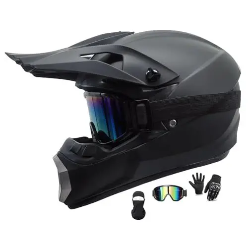Produktbild: Motocross Helm Fullface MTB Jugend Motorradhelme, Downhill Motorradhelm Kinder, Herren ATV Motorradhelm, Für Mountainbike ATV BMX Downhill Offroad, mit Handschuhe Brille