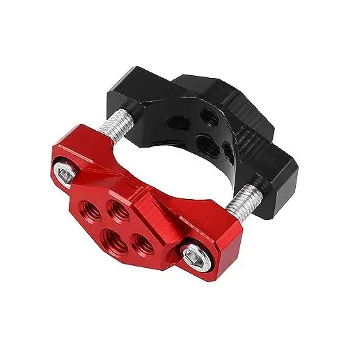 Produktbild: Motoforti 17 bis 32mm Universal Lenkerklemme, verstellbare Rückspiegelverlängerung, Offroad-Scheinwerferhalterung für Motorrad, Sportbike, Scooter, Schwarz, Rot