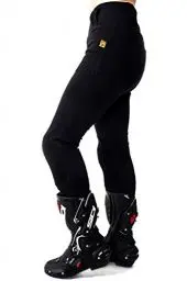 Produktbild: Motogirl Ribbed Knee Aramid Motorrad Leggings 100% mit Kevlar gefütterte Motorradhose Damen mit Protektoren - Schwarz Größe 54