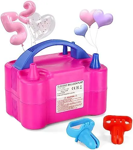 Produktbild: Motorenbau Elektrische Ballonpumpe mit 2+2 Düsen, 2 Betriebsarten Smart Inflation, 220 Volt 600 Watt, geeignet für Partys, Hochzeiten, Geburtstagsdekorationen
