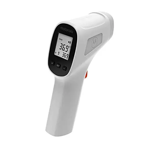 Produktbild: Motorola Berührungsloses Digitales Infrarot-Thermometer, Fieberalarm mit akustischem Alarm, hintergrundbeleuchtetes LCD-Display und Speicherfunktion, Erwachsene, Kinder & Baby, TE-93