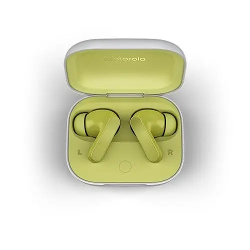 Produktbild: Motorola Moto Buds (Bluetooth 5.3 Earbuds, Hi-Res Sound, Dolby Atmos, aktive Geräuschunterdrückung, kabelloses Laden, bis zu 42 Stunden Akkulaufzeit, 3-Fach-Mikrofonsystem) Kiwi Green