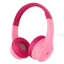 Produktbild: Motorola Moto JR300 Bluetooth Kinder Kopfhörer mit Mikrofon – Leichter Over Ear Kopfhörer für Kinder, Lautstärkebegrenzung 85 dB, Audio-Splitter zum Teilen – ideal für Schule, Reisen, Gaming – Rosa