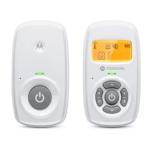 Produktbild: Motorola Nursery AM24 Babyphone Audio - Digitales Babyfon mit DECT-Technologie zur Audio-Überwachung-Raumtemperaturanzeige- Mikrofon mit hoher Empfindlichkeit und Zweiwege-Sprechfunktion–Weiß