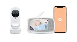 Produktbild: Motorola Nursery VM44 Connect - Wi-Fi Babyphone mit Kamera – 4,3 Zoll Video Baby Monitor Display – Motorola Nursery App - Nachtsicht, Wiegenlieder, Microfon, Raumtemperaturüberwachung - Weiß